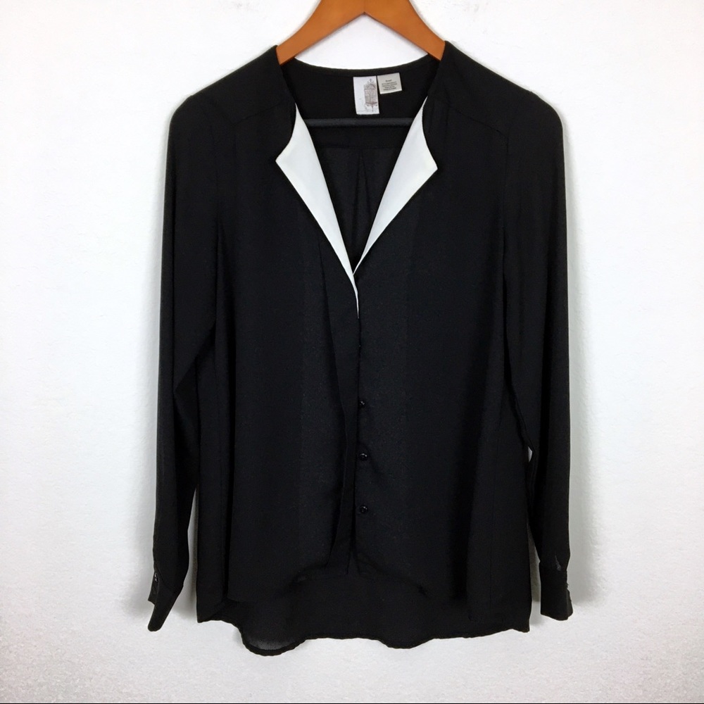 Anthropologie black and white blouse Small